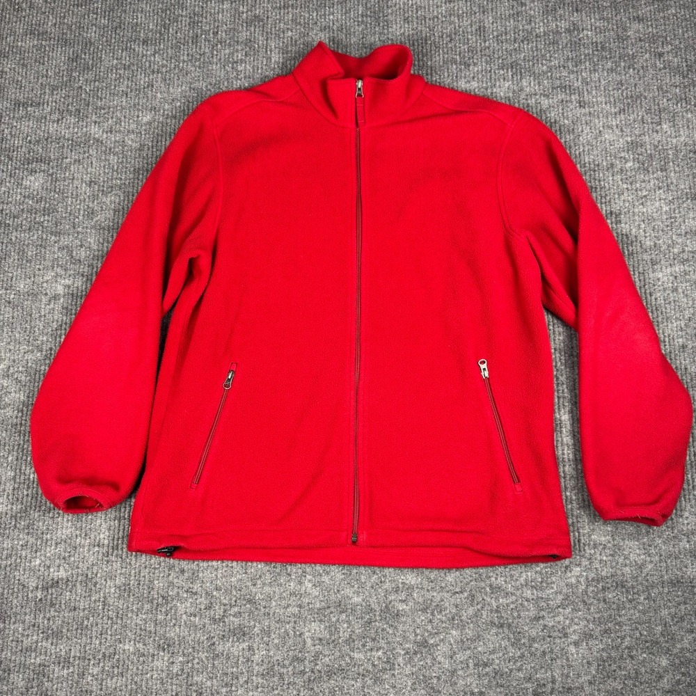 Vtg 90s Lands End AirCore 200 Fleece Jacket Mens L Red Full Zip Gorpcore Preppy